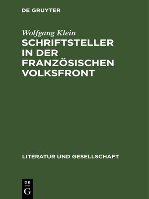 cover image of Schriftsteller in der französischen Volksfront